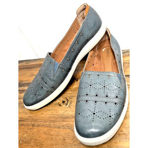 Cobb Hill Shoes Bailee Slip On Size 9.5 Blue Perforated Loafers Casual Cute Shoe